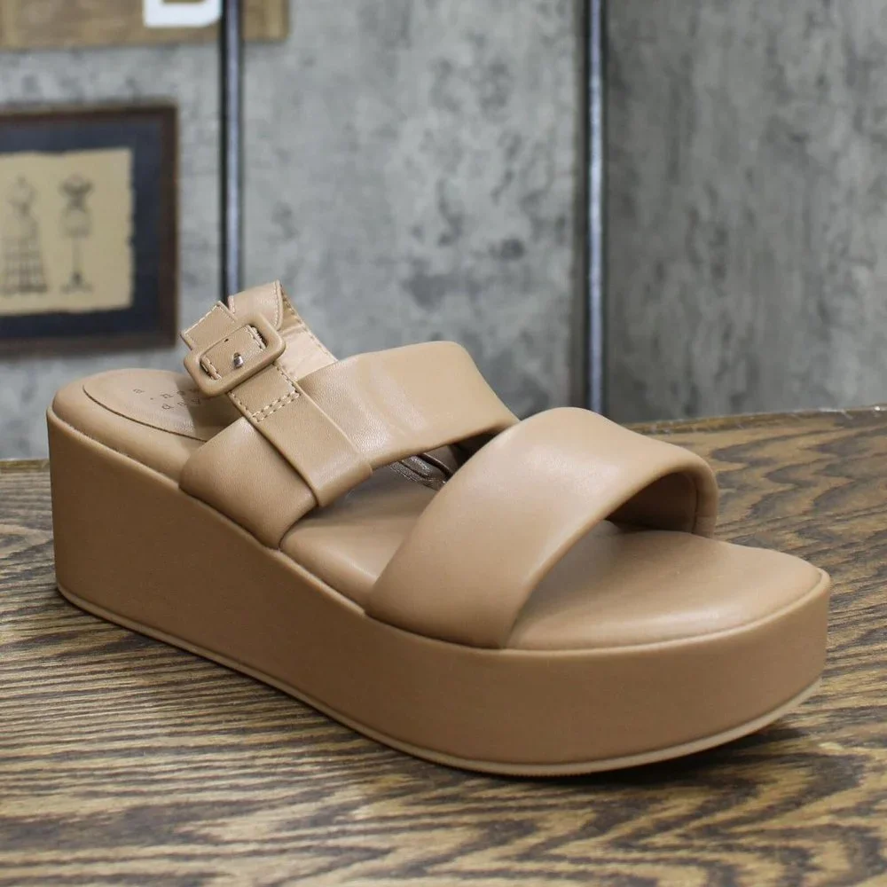 NEW A New Day Women's Esperanza Wide Width Wedge Heels Taupe Brown 8W - Picture 3 of 7